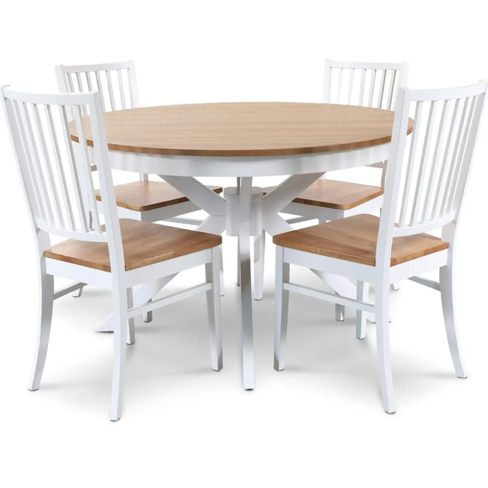 Tromsö runt matbord 120 cm - Vit / Ek + Fläckborttagare för möbler