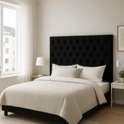 Tropic sänggavel 180 cm - Svart sammet (matt)