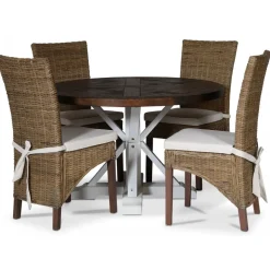 Tuva runt matbord Ø120 cm - Brun / Vit