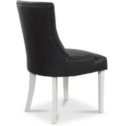 Tuva stol, Svart PU - Vita ben + Fläckborttagare för möbler