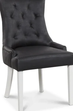 Tuva stol, Svart PU - Vita ben + Möbeltassar