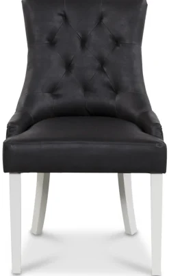 Tuva stol, Svart PU - Vita ben + Möbeltassar