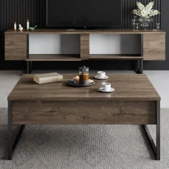 TV-bänk Lux i valnöt - 180 cm + Textilrengöring för möbler