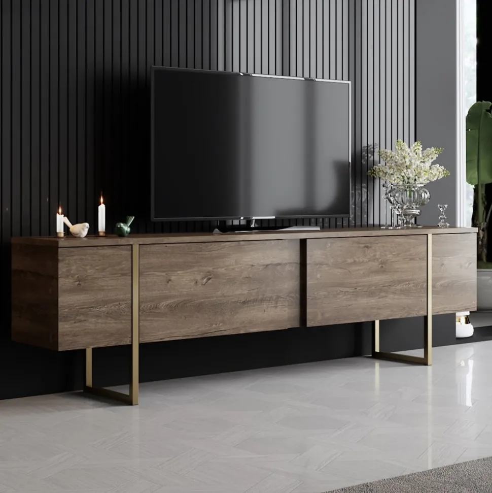 TV-bänk Lux Valnöt / Guld - 180 cm