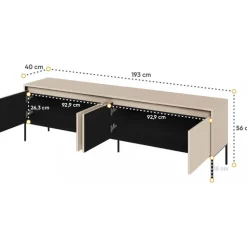 TV-bänk med LED - Beige/svart + Textilrengöring för möbler