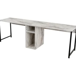 Twin skrivbord - Vit marmor/svart