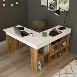 Tywin hörnskrivbord 129x120 cm - Furu/vit