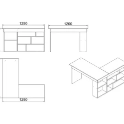 Tywin hörnskrivbord 129x120 cm - Furu/vit