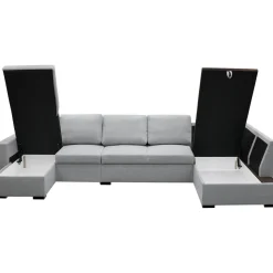 U-soffa med förvaring 367 cm grå