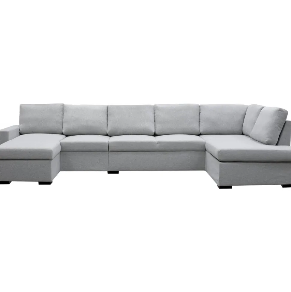 U-soffa med förvaring 367 cm grå + Textilrengöring för möbler