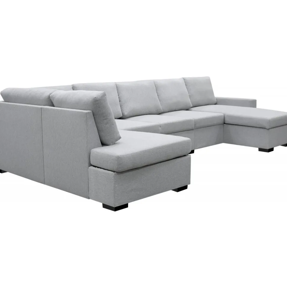 U-soffa med förvaring 367 cm grå + Textilrengöring för möbler