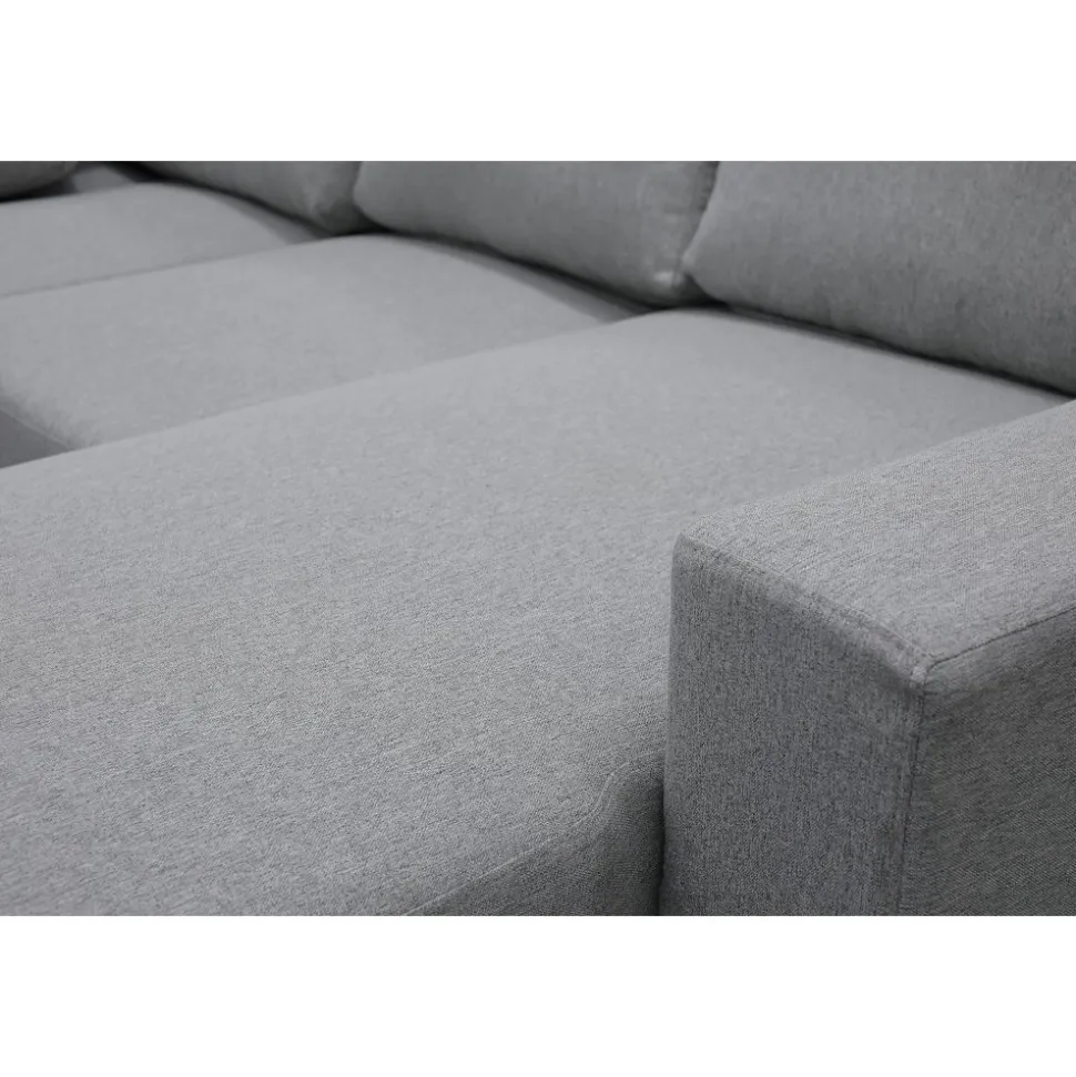 U-soffa med förvaring 367 cm grå + Textilrengöring för möbler