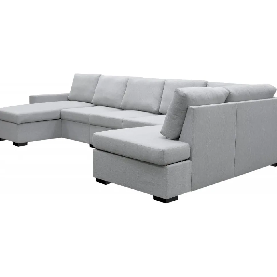 U-soffa med förvaring 367 cm grå + Fläckborttagare för möbler