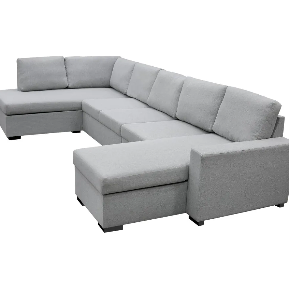 U-soffa med förvaring 367 cm grå + Fläckborttagare för möbler