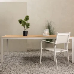 Utebord 205 x 90 cm beige / Teaklook - Copacabana