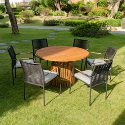 Utebord runt Ø120 cm + Textilskydd för utemöbler