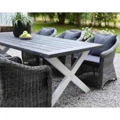 Utebord 220x100 cm Vit/grå - Oxford + Textilrengöring för möbler