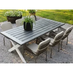 Utebord 220x100 cm Vit/grå - Oxford + Fläckborttagare för möbler