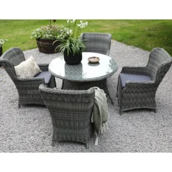 Utefåtölj grå med dyna - Jacksonville + Textilrengöring för möbler