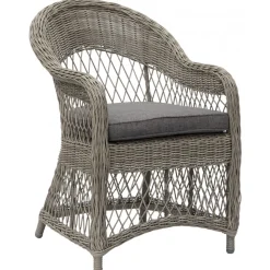 Utefåtölj grå/rotting - Marbella + Textilskydd för utemöbler