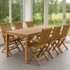 Utegrupp: 6 stolar och matbord 210 x 90 cm teak - Saltö