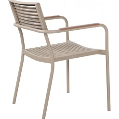 Utegrupp: 4 stolar och matbord Ø122 beige - Merca/Pino