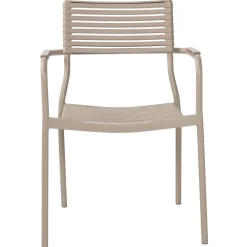 Utegrupp: 4 stolar och matbord Ø122 beige - Merca/Pino