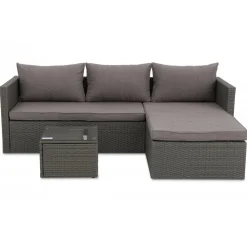 Utegrupp; divansoffa med bord i grå rotting + Textilrengöring för möbler