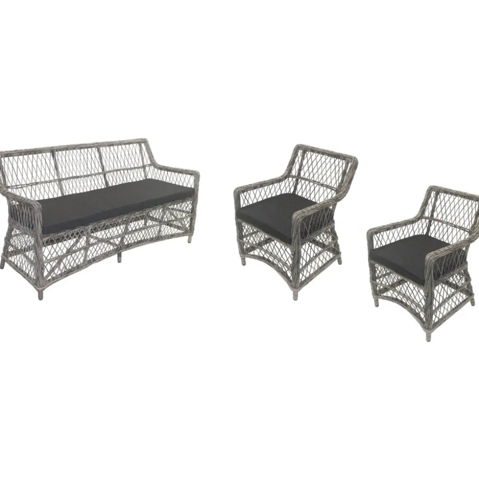 Utegrupp i konstrotting 3-sits soffa inklusive 2 st fåtöljer + Rengöringsmedel för utemöbler