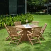 Utegrupp i teak: runt bord med 6 st karmstolar - Saltö