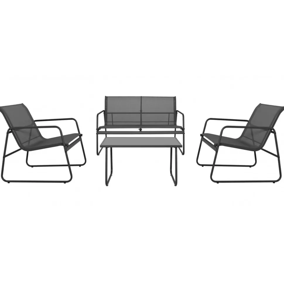 Utegrupp; soffa, fåtöljer och soffbord + Textilskydd för utemöbler