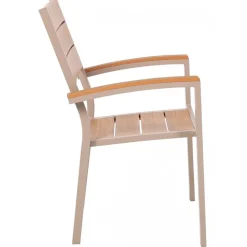 Utematgrupp: 6 st stolar med bord 205 x 90 cm beige/ek - Las Vegas