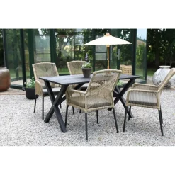Utematgrupp; matbord med 4 st Ystad karmstolar - Svart/Beige