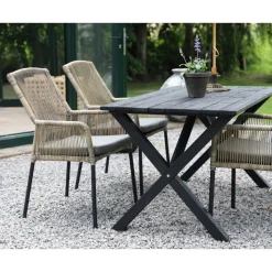 Utematgrupp; matbord med 4 st Ystad karmstolar - Svart/Beige
