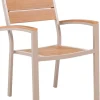 Utestol beige metall med armstöd i trä look - Las Vegas + Rengöringsmedel för utemöbler