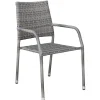 Utestol grå rotting stapelbar + Textilskydd för utemöbler