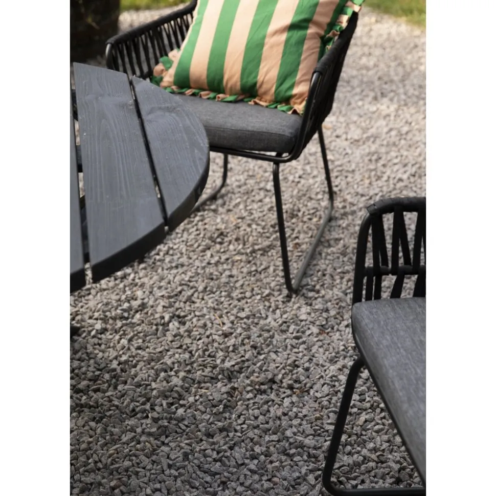 Utestol med rep och grå dynor + Rengöringsmedel för utemöbler