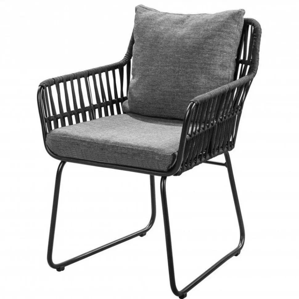 Utestol med rep och grå dynor + Rengöringsmedel för utemöbler