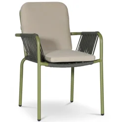 Utestol stapelbar grön med beige dyna - Lincoln