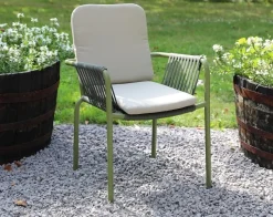 Utestol stapelbar grön med beige dyna - Lincoln + Fläckborttagare för möbler