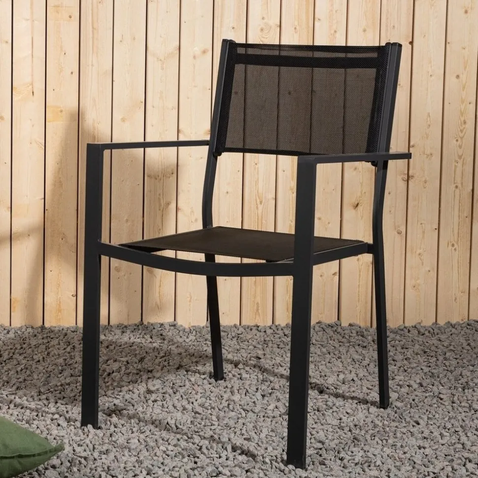 Utestol stapelbar svart - Copacabana + Textilskydd för utemöbler