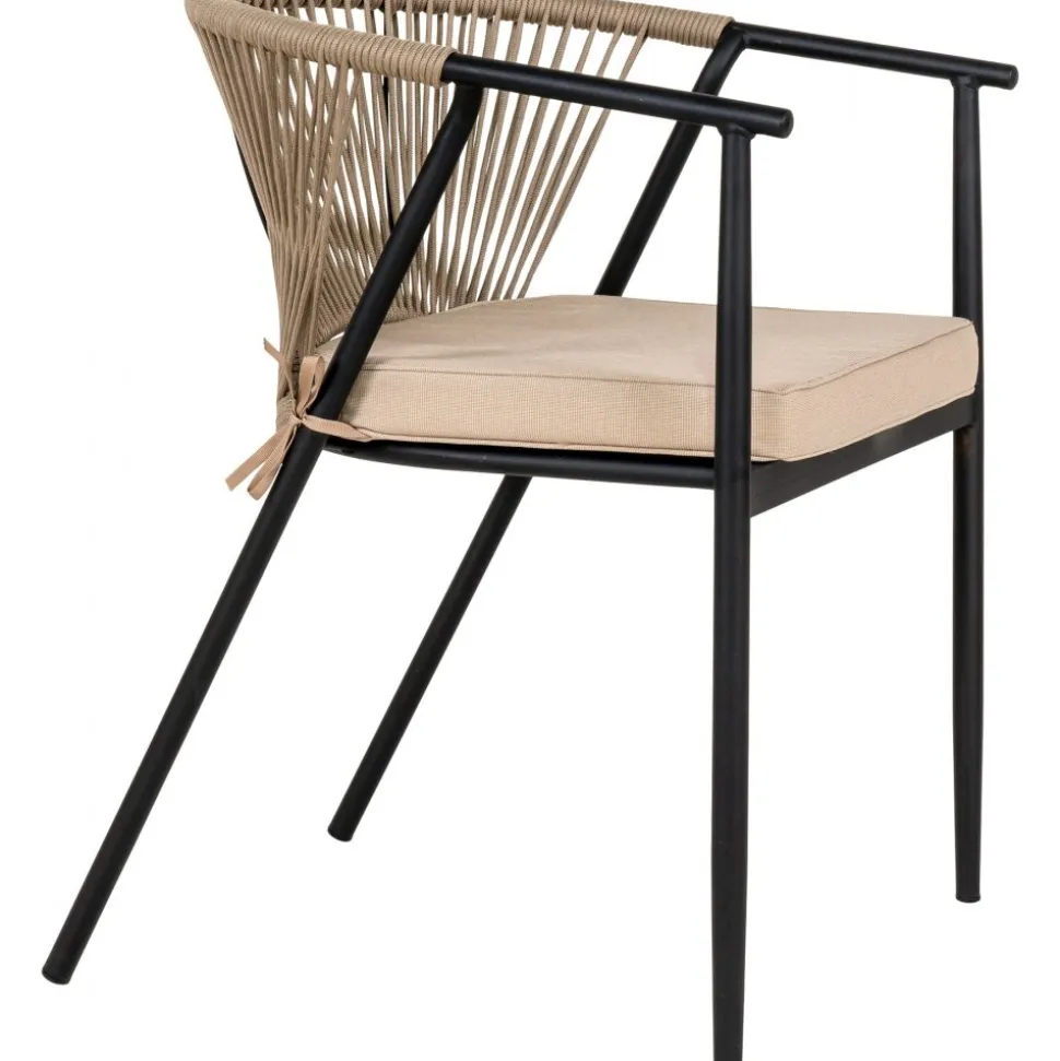 Utestol svart med beige dyna stapelbar - Napoli + Rengöringsmedel för utemöbler