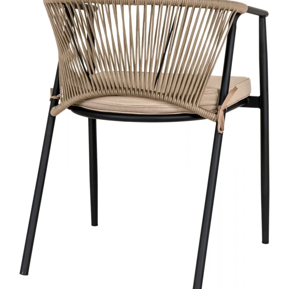 Utestol svart med beige dyna stapelbar - Napoli + Rengöringsmedel för utemöbler