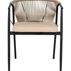 Utestol svart med beige dyna stapelbar - Napoli + Rengöringsmedel för utemöbler