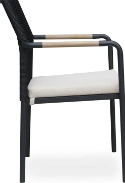 Utestol svart med dyna stapelbar - Skanör + Textilrengöring för möbler