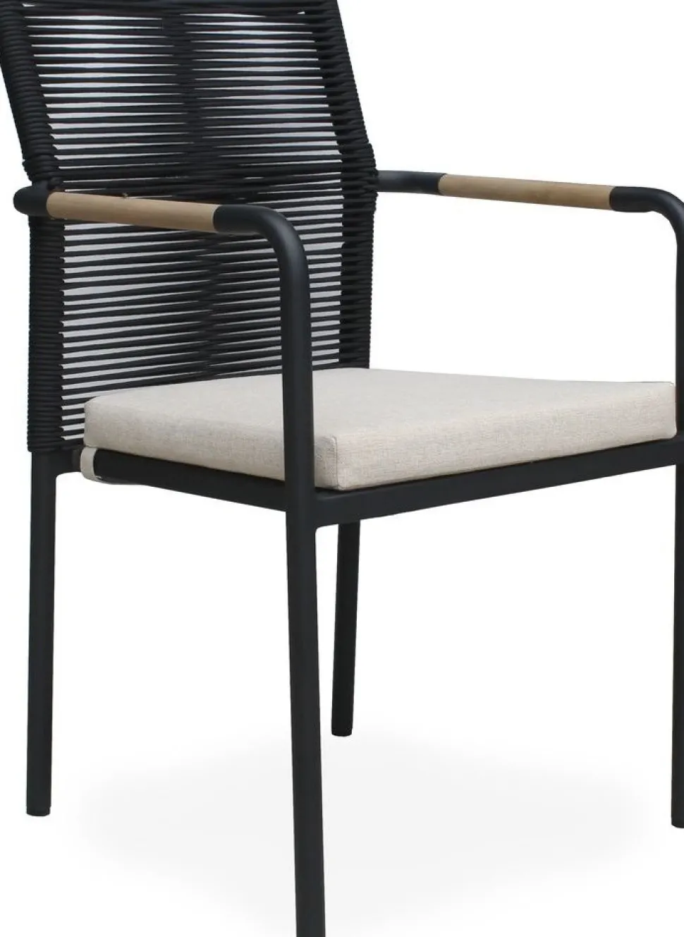 Utestol svart med dyna stapelbar - Skanör + Träolja för möbler