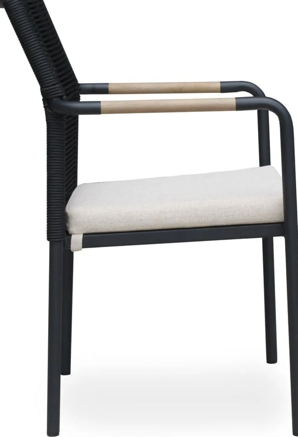 Utestol svart med dyna stapelbar - Skanör + Träolja för möbler