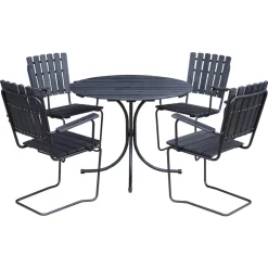 Utestol Vaxholm i fjäderstål - Svart + Rengöringsmedel för utemöbler