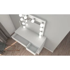 Vanity vitt sminkbord med belysning