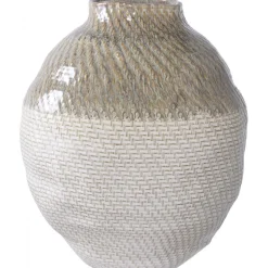 Vas 30,5 cm hög - Vit/grön